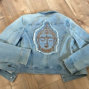 G.I.L.I. Denim Jean Jacket with Studded Buddha Light Wash